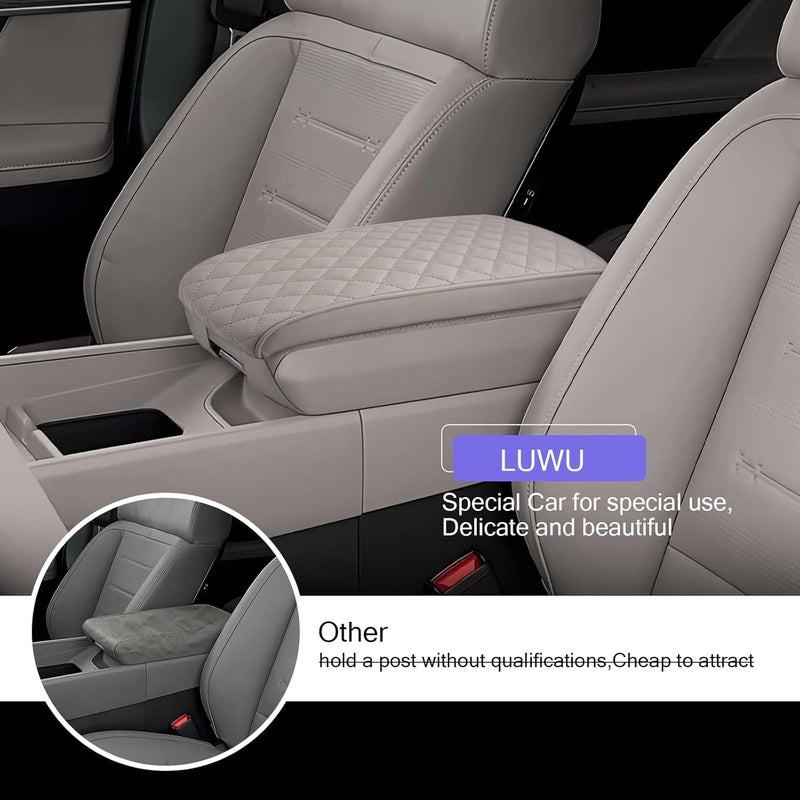 LUWU Center Console Cover Compatible with 2024 2025 2026 Hyundai Santa Fe Accessories Santa Fe Armrest Cover 2025 2026 Santa Fe SE/SEL/XRT/Limited/Calligraphy Armrest Console Cover Soft Leather(Thick Gray) - Image 4